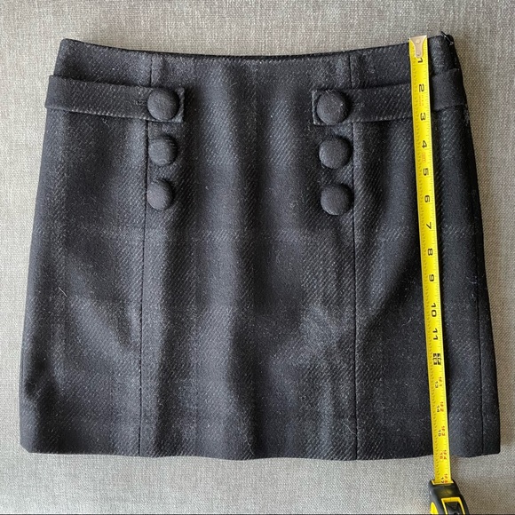 Black Subtle Plaid JCrew Wool Mini Skirt Size 2 - Picture 3 of 5